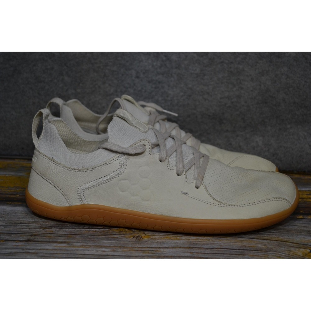 VivoBarefoot Shoes Mens 9 Beige Leather Barefoot Minimal Sneakers Gum Sole